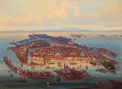 ヴェネツィアの空撮、1867 年。 作： Alberto Rieger
