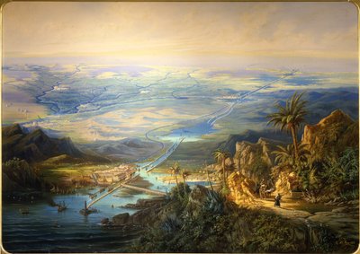 スエズ運河、1864年 作： Albert Rieger