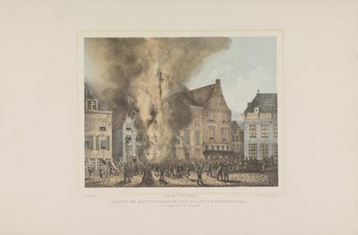 ミデルバーグでの火災発生時の様子。 1857 年 6 月 28 日日曜日 (オブジェクトのタイトル) 作： Albertus Anthonius Nunnink