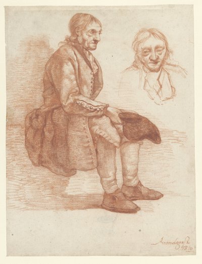 座っている老人、右側に、頭が繰り返されます 作： Albertus Brondgeest