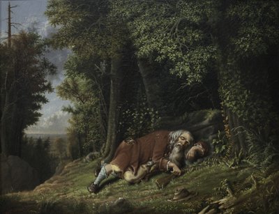 リップヴァンウィンクルアスリープ、1879-80（カナの油） 作： Albertus D.O Browere