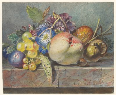 果物と花の静物 作： Albertus Steenbergen