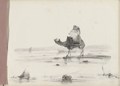 海岸に沿ってラクダに乗る男 作： Albertus van Beest