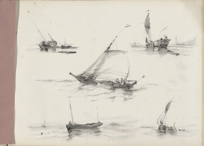 水上の帆船の研究シート 作： Albertus van Beest