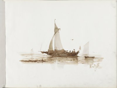 水上の数字を持つ帆船 作： Albertus van Beest