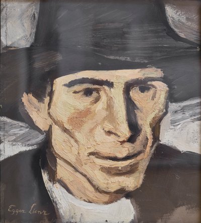 農夫の頭（油彩、厚紙） 作： Albin Egger Lienz