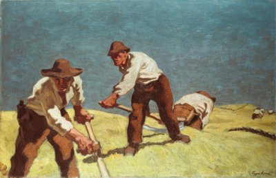 山の農家を刈る 作： Albin Egger Lienz