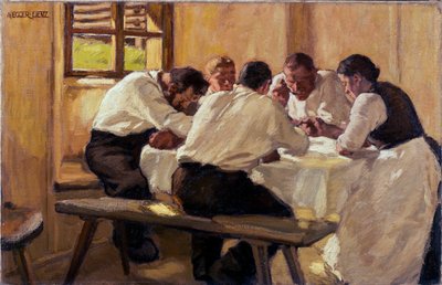 レパス、ラ スープ (バージョン 2) (ランチ (スープ、バージョン II) Albin Egger Lienz (1868-1926) による絵画、キャンバスに油彩 作： Albin Egger Lienz