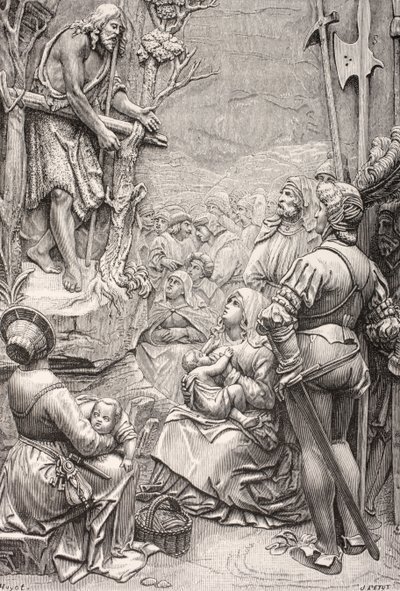 砂漠で説教する洗礼者ヨハネ（彫刻 作： Albrecht (after) Durer or Duerer