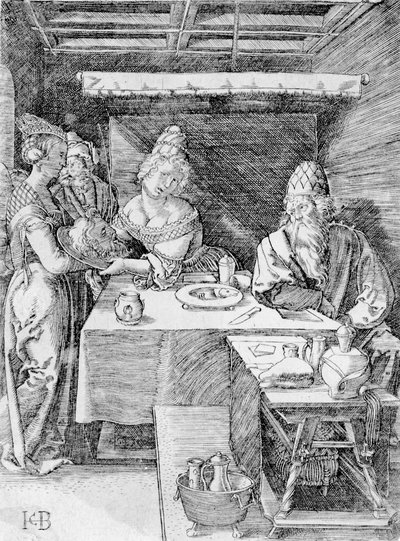 ヘロディアスに洗礼者の首を差し出すサロメ（ヤコブ・ビンクによる刻印） 作： Albrecht (after) Durer or Duerer