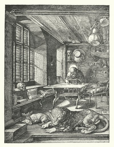 書斎の聖ジェローム（彫刻 作： Albrecht (after) Durer or Duerer