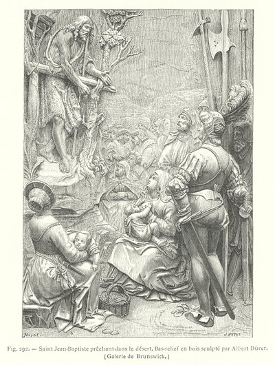 砂漠で説教するバプテスマの聖ヨハネ（エングレービング 作： Albrecht (after) Durer or Duerer