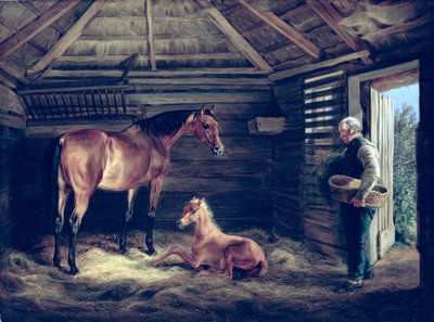 彼女の子馬とイギリスの馬、1833 作： Albrecht Adam