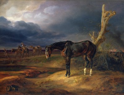 1812年、1834年にモサイスクの戦場で飼い主のいない馬 作： Albrecht Adam