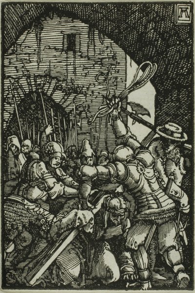 『人間の堕落と贖い』より、十字架の担い手 作： Albrecht Altdorfer