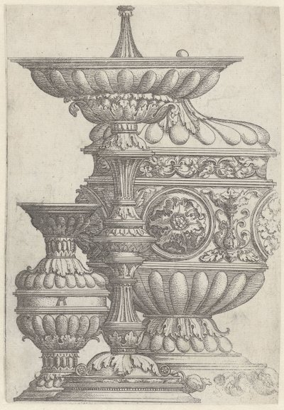 3つの装飾されたゴブレット 花瓶、水差し、ゴブレット (シリーズ名) 作： Albrecht Altdorfer