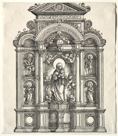 SS との国境にある、聖母マリアがいる大祭壇。 クリストファー、ジョージ、バーバラ、キャサリン 作： Albrecht Altdorfer