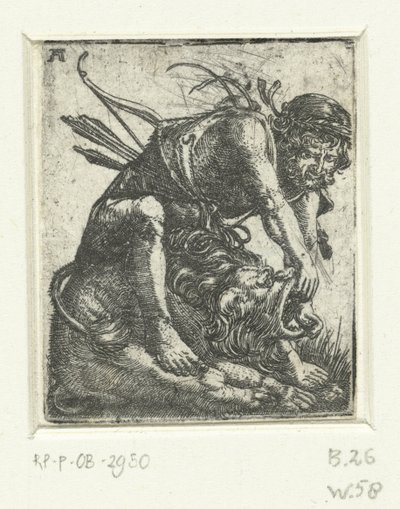 ネメアのライオンを殺すヘラクレス 作： Albrecht Altdorfer