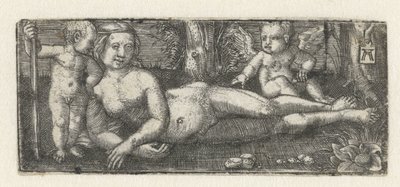 2 つの putti でリクライニング ヴィーナス 作： Albrecht Altdorfer