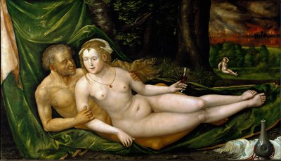 ロートとその娘たち アルブレヒト・アルトドルファー（1480年頃～1538年）による絵画 1537年 薄暗い。107,5x189 cm ウィーン、美術史博物館 作： Albrecht Altdorfer