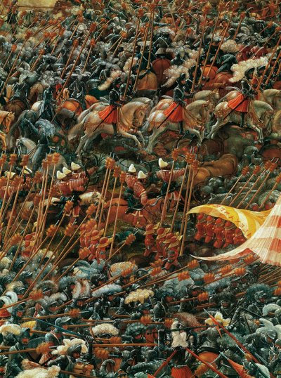 対立する軍隊（『イッソスにおけるアレキサンダーの戦い』より）。 作： Albrecht Altdorfer