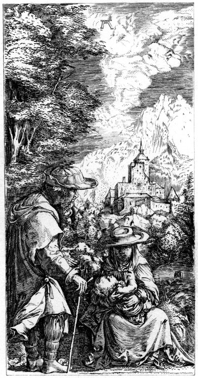 エジプトへのフライトで休憩、c1515-1519 1849。 作： Albrecht Altdorfer