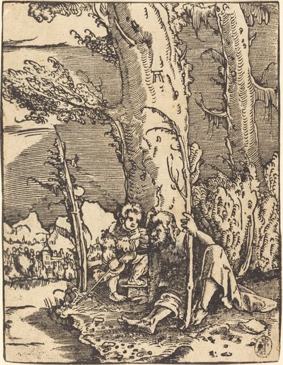 川岸に座る聖クリストフォロス 作： Albrecht Altdorfer