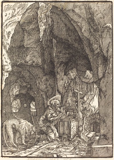 洞窟の聖ヒエロニムス 作： Albrecht Altdorfer