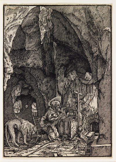 洞窟の中の聖ヒエロニムス 作： Albrecht Altdorfer