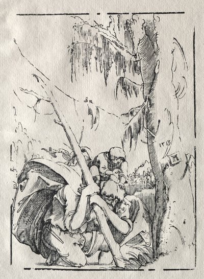 キリストを肩に乗せて水を渡る聖クリストファー 作： Albrecht Altdorfer