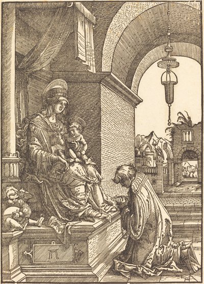 聖母子の前に跪く嘆願者 作： Albrecht Altdorfer