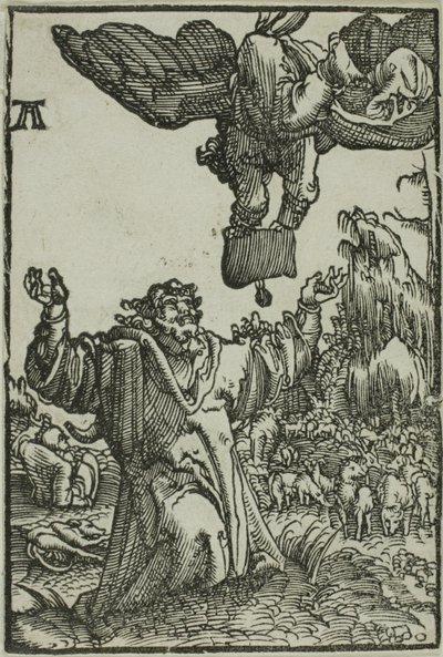 『人間の堕落と贖い』よりヨアヒムへの受胎告知 作： Albrecht Altdorfer