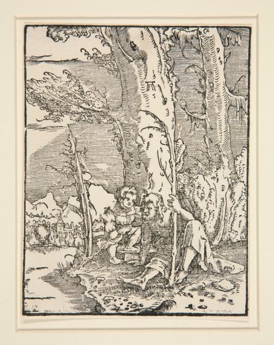 「人間の堕落と贖い」シリーズより、聖クリストファーと一緒の幼子イエス 作： Albrecht Altdorfer