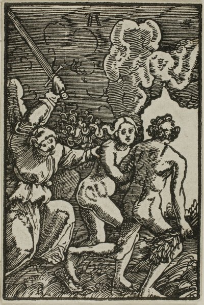 楽園からの追放、『人間の堕落と贖い』より 作： Albrecht Altdorfer