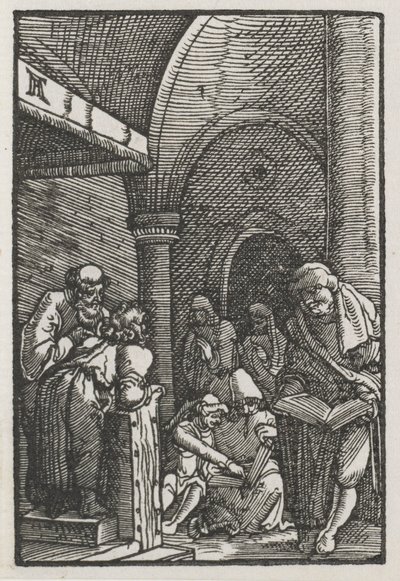 人の堕落と贖い：医師との論争であるキリストc。 1515。 作： Albrecht Altdorfer