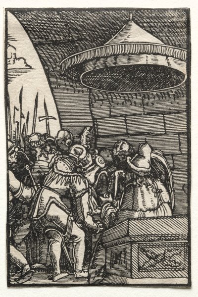 人間の堕落と贖い：手を洗うピラト 作： Albrecht Altdorfer