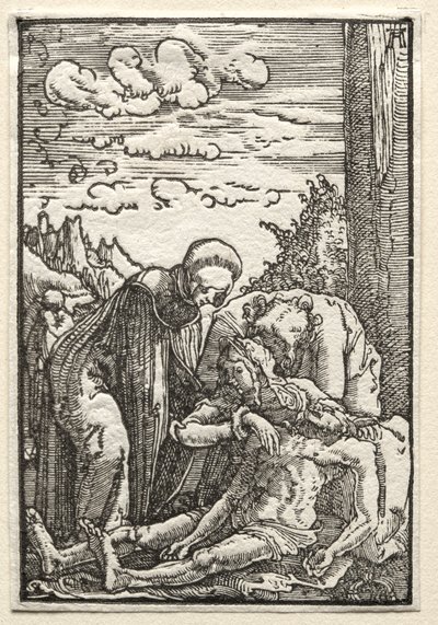 人間の堕落と贖い：十字架の下の嘆き 作： Albrecht Altdorfer