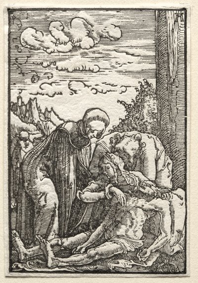 人の堕落と贖い：十字架の下の嘆きc。 1515。 作： Albrecht Altdorfer