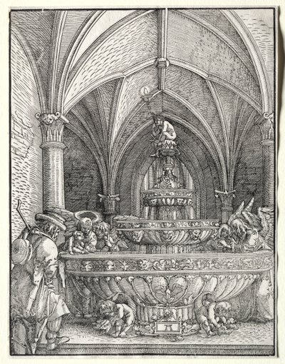 噴水でエジプトへの飛行中の聖家族 作： Albrecht Altdorfer