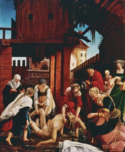 聖セバスチャンの祭壇画から、クロアカマキシマの聖人の遺体を発見 作： Albrecht Altdorfer