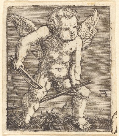 趣味の馬と鞭を持つ有翼の精霊 作： Albrecht Altdorfer