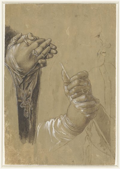 手とプロファイル ヘッド 作： Albrecht Dürer (possibly)