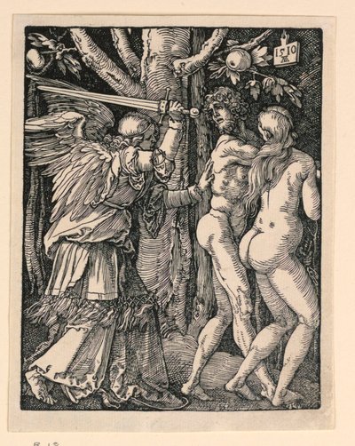 楽園から追放されたアダムとイブ (The Little Passion Series より) 作： Albrecht Dürer