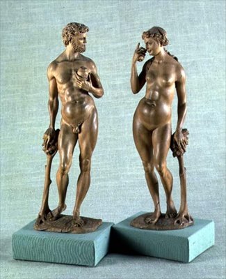 アダムとイブ、像のペア、1600年頃（梨） 作： Albrecht Dürer