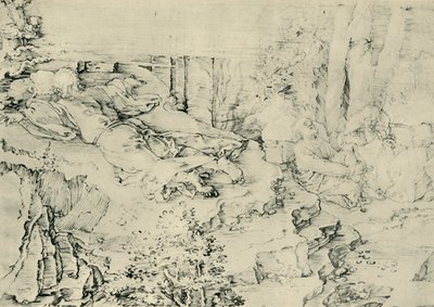 庭の苦悶、1521年、1943年。 作： Albrecht Dürer