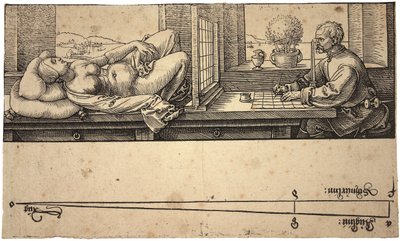 遠近法を使ってヌードを描くアーティスト、1538 作： Albrecht Dürer