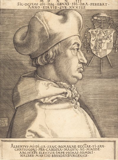 ブランデンブルク大枢機卿のアルブレヒト枢機卿、1523年。 作： Albrecht Dürer