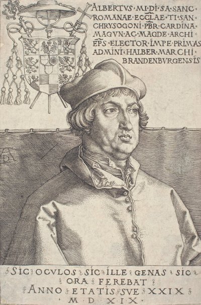 ブランデンブルク小枢機卿のアルブレヒト枢機卿、1519年。 作： Albrecht Dürer