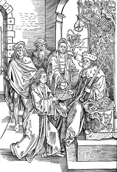 セルテスがザクセンの選挙人に彼の本を提示する、1501 1906 作： Albrecht Dürer