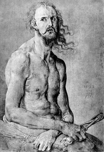 悲しみの男であるキリスト、デューラーズの特徴付き、1522年、1936年 作： Albrecht Dürer